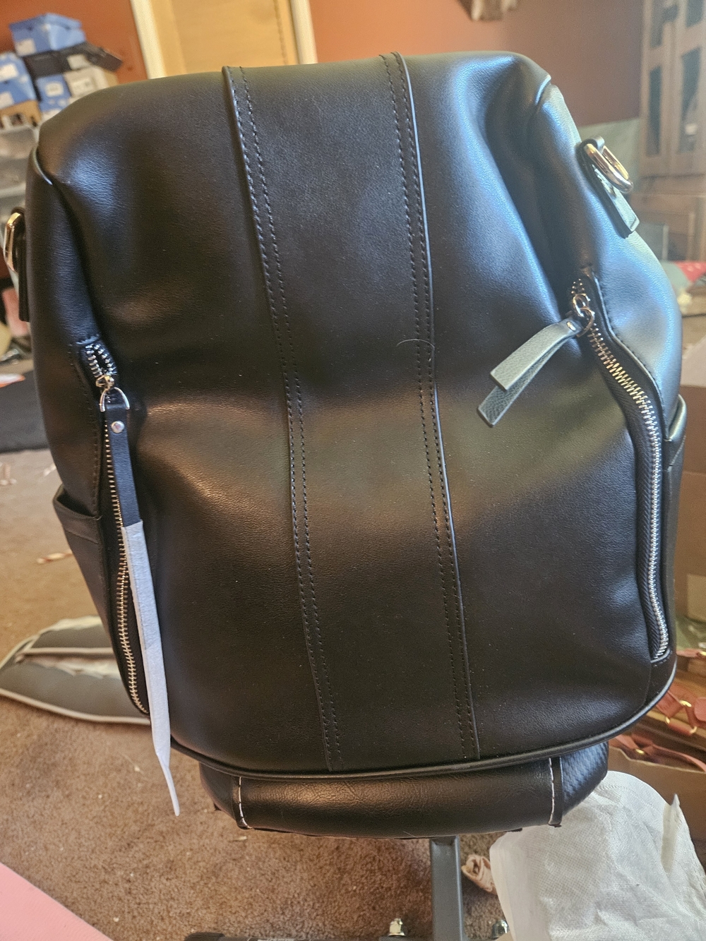 Black Leather Backpack - Sleek Everyday Carry